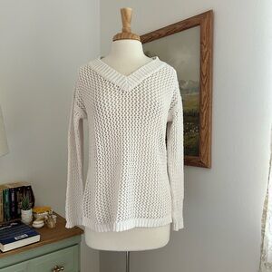 Talbots white cotton crochet sweater